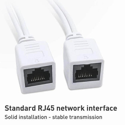 RJ45 POE Injector and Splitter Cable Set for Ethernet Power Delivery - white RJ45 female connectors for powering network cameras and routers