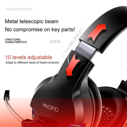 YINDIAO Wired Gaming Headset With Mic For PC And Laptop with adjustable metal telescopic beam and 50mm drivers