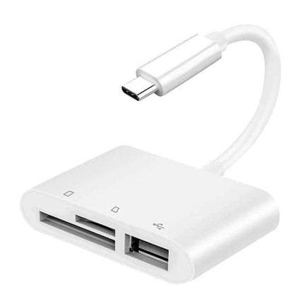 USB-C Card Reader for Everyday Photo and File Transfers — white USB-C SD and TF card reader for laptops and phones, supports up to 1TB