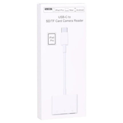 USB-C Card Reader for Everyday Photo and File Transfers - white USB-C to SD/TF card reader, compact 1TB support, for laptop phone camera
