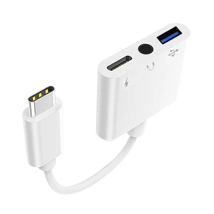 Versatile Type-C Adapter for Daily Phone Essentials and Charging - white dual port dongle for charging and audio/USB