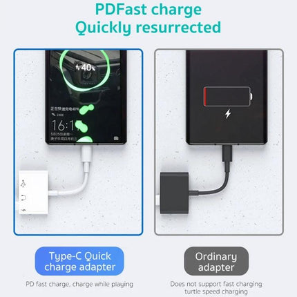Versatile Type-C Adapter for Daily Phone Essentials and Charging showing PD fast charge vs ordinary adapter