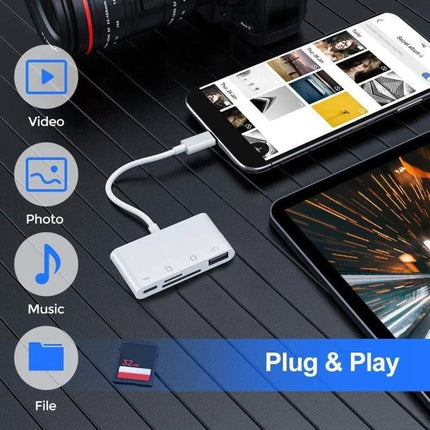 USB-C Adapter for Everyday Data Transfer and Device Connections — compact plug-and-play hub transferring photos, music, files and charging phone