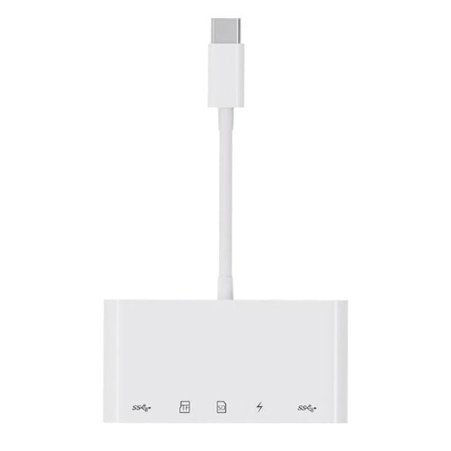 USB-C Adapter for Daily Device Connections and Data Transfer white multiport adapter for charging, file access and peripherals while traveling or working remotely