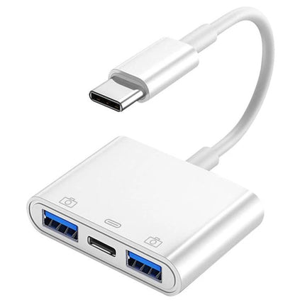 Handy Adapter for Everyday Smartphone Device Connections On the Go — compact Type-C hub with dual USB-A and PD charging port for file transfer and peripherals