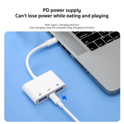 Handy Adapter for Everyday Smartphone Device Connections On the Go connecting Type-C laptop to USB accessories and charging for travel and remote work
