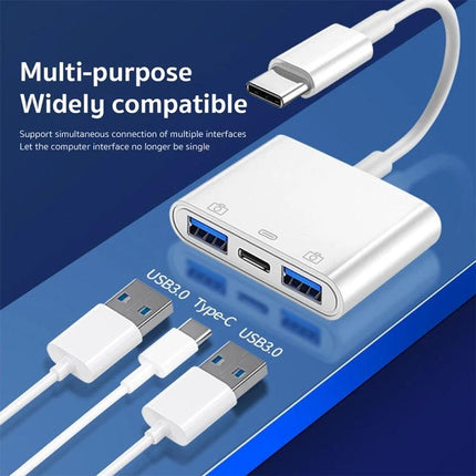 Handy Adapter for Everyday Smartphone Device Connections On the Go – compact Type-C hub with dual USB-A and USB-C ports for charging, file transfer, and accessories