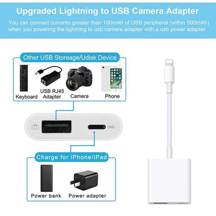 Adapter for Connecting USB Devices to Your Phone on the Go - 8-pin lightning to USB camera adapter for keyboards, USB drives, cameras, plug-and-play