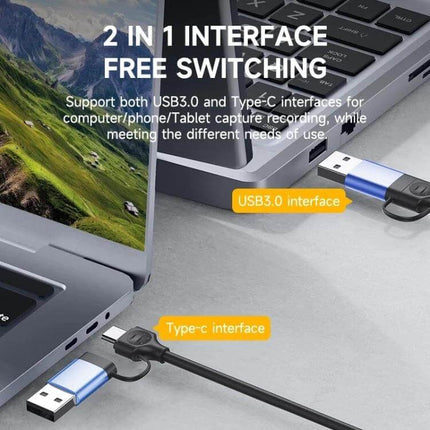 USB 3.0 and USB-C to HDMI Adapter Cable for Video Connections connecting laptop to TV and projector with dual USB3.0 and Type-C interfaces