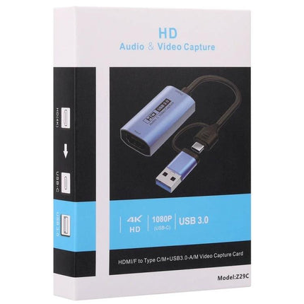 High-Definition Video Capture Card for HDMI and USB-C Use - compact USB 3.0 HDMI-to-USB-C capture device for 4K/1080P streaming and recording