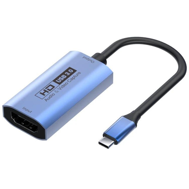 HDMI Female to USB-C Male Video Capture Card for Connecting Devices - blue USB-C video capture adapter for cameras, gaming consoles, streaming
