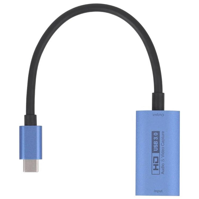 HDMI Female to USB-C Male Video Capture Card for Connecting Devices blue adapter with USB-C cable and HDMI input