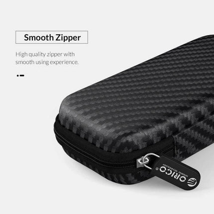 Orico Durable EVA Storage Bag for M.2 Hard Drive Protection with smooth zipper and carbon-fiber texture, compact lightweight protective case