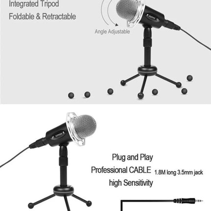 Microphone for Everyday Online Chats and Home Recording on a compact tripod, plug-and-play condenser mic for Zoom, Teams, streaming