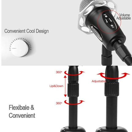 Microphone for Everyday Online Chats and Home Recording with adjustable volume knob and flexible 360° stand for clear virtual meetings and streaming