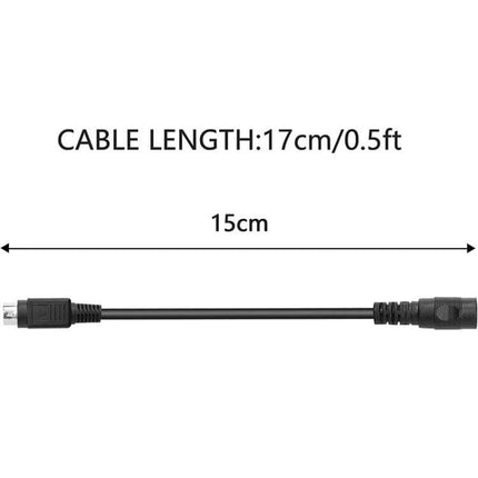Short 4 Pin DIN to DC Power Adapter Cable, 15cm Length – compact 15cm adapter cable with 4-pin DIN plug and DC jack for tight-space power connections