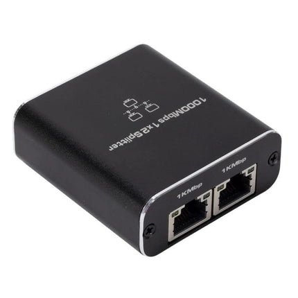 OZHW3 1 to 2 RJ45 Ethernet Splitter for Network Sharing black dual-port splitter for home office and gaming setups
