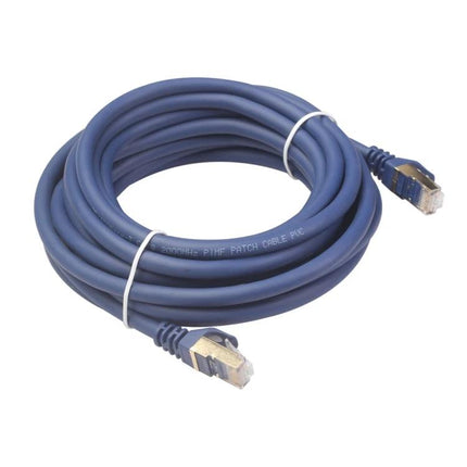 7.6 Meter Flat CAT8 Ethernet Cable for Home Networks - blue slim flat cable coiled with RJ45 connectors for routers, PCs, TVs