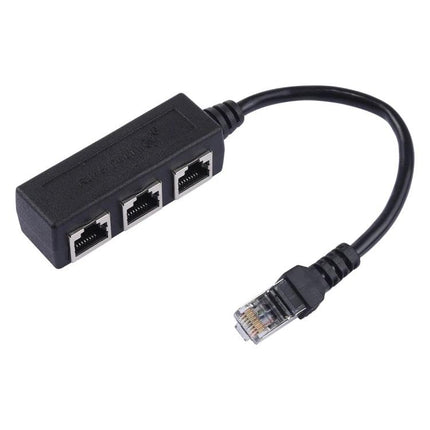 RJ45 Ethernet Splitter for Connecting Multiple Devices, 3 Ports - black 1-to-3 RJ45 splitter cable for home or office networking