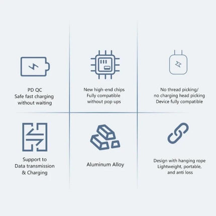 Compact USB Adapter for Everyday Device Connections at Home - aluminum alloy, PD QC fast charging, data transfer, portable with hanging rope