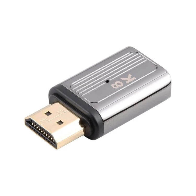 HDMI Female to DisplayPort Male Adapter for Video Devices compact metal adapter showing HDMI female casing and DisplayPort male connection for laptops and gaming monitors