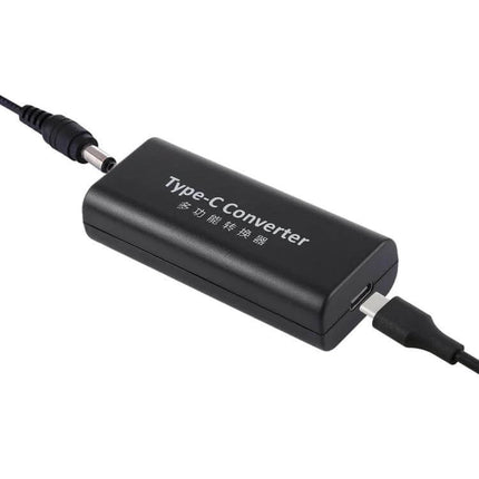 USB-C to DC Power Adapter with 30cm Cable for Charging Devices - black Type-C converter showing USB-C input and DC output cable