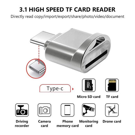 USB-C Adapter for Everyday SD Card Transfers - compact Type-C SD and microSD card reader for phones, cameras, tablets, drones and travel file transfers