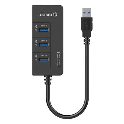 Orico USB Hub with Ethernet Adapter for Computers black 3-port USB 3.0 hub with Gigabit Ethernet and attached cable
