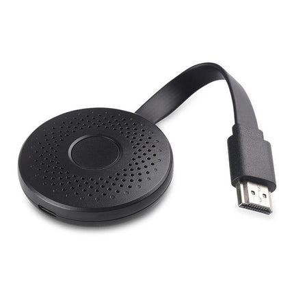Measy Wireless HDMI Transmitter and Receiver for 50m Range black transmitter dongle with HDMI cable and circular receiver
