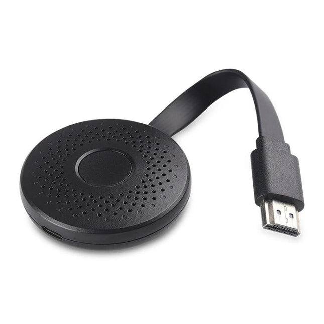 Measy Wireless HDMI Transmitter and Receiver for 50m Range black transmitter dongle with HDMI cable and circular receiver