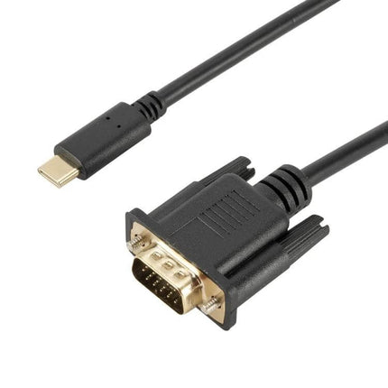 USB-C to VGA Male Adapter Cable, 1.8 Meters for Monitor Connections - black USB-C to VGA adapter cable for laptops to VGA monitors and projectors