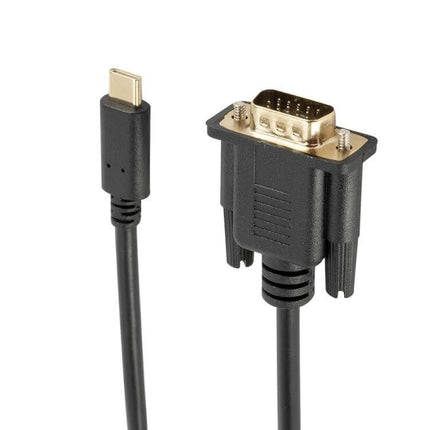 USB-C to VGA Male Adapter Cable, 1.8 Meters for Monitor Connections — black USB-C to VGA cable for laptop to projector/monitor