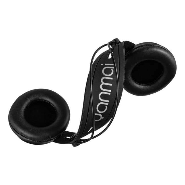 Yanmai Over-Ear Headphones Black Gold With Comfortable Padded Headband folded black gold headphones with padded PU leather ear cups