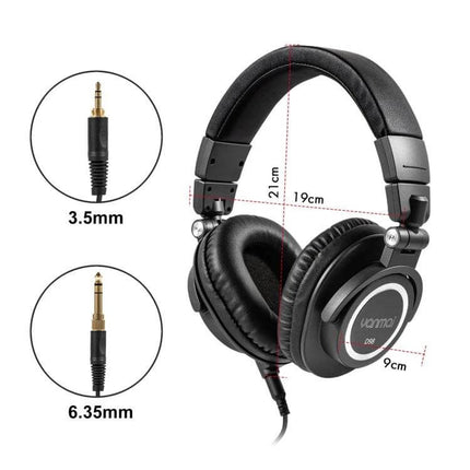 Yanmai Studio Monitoring Headphones With Comfortable Fit black closed-back professional D98 with 50mm driver and 3.5/6.35mm cables