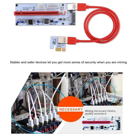 PCI-E 1x to 16x Extension Card with 60cm USB Cable in Red - red PCIe riser for GPU mining rigs