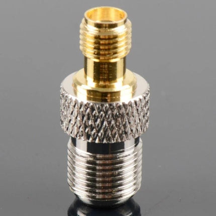 SMA Female to F Female Adapter for Antenna Cable Connections - gold-plated connector shown