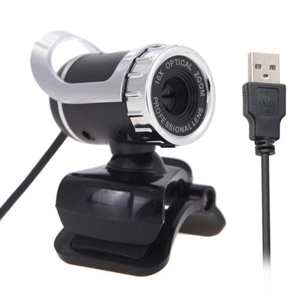 Versatile USB Webcam for Video Calls with 360-Degree Rotation and Microphone mounted clip-on black 640x480 USB camera with built-in mic