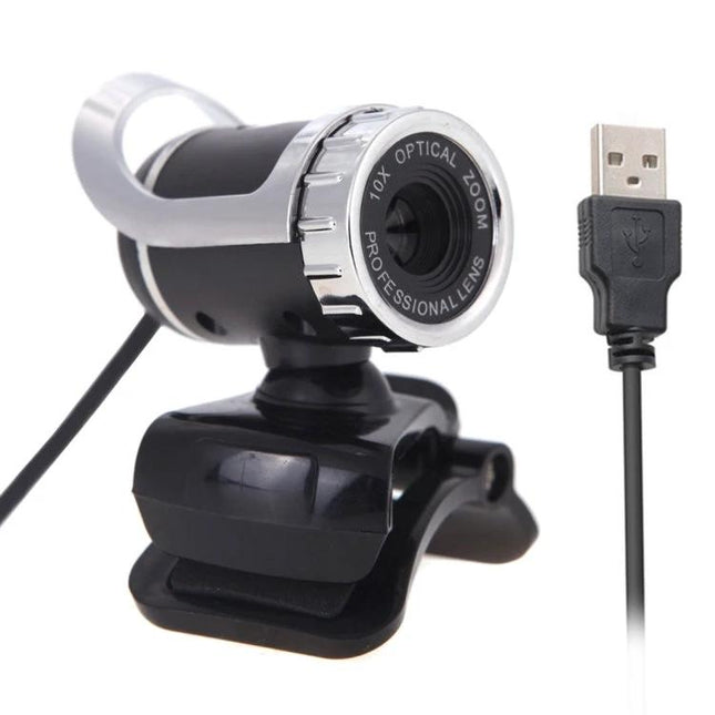 Versatile USB Webcam for Video Calls with 360-Degree Rotation and Microphone mounted clip-on black 640x480 USB camera with built-in mic