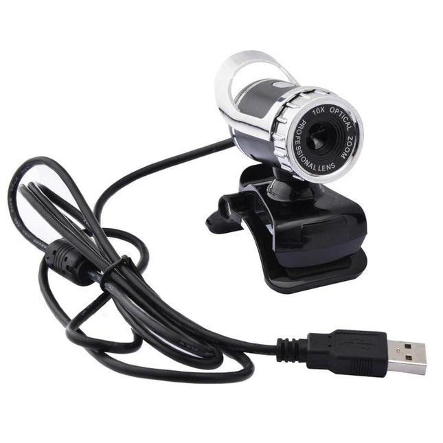 Versatile USB Webcam for Video Calls with 360-Degree Rotation and Microphone - black USB clip-on webcam with built-in mic