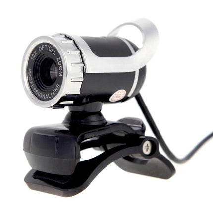 Versatile USB Webcam for Video Calls with 360-Degree Rotation and Microphone mounted on adjustable clip with built-in mic and USB cable