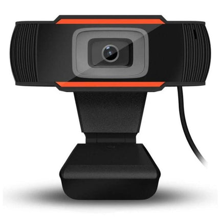USB Webcam with Built-in Microphone for PC and Laptop Video Calls - black webcam with adjustable clip and USB cable
