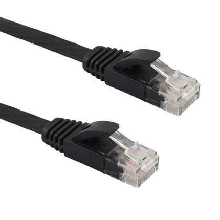 Flat CAT6 Ethernet Cable for Home Network Connections, 0.5m - black flat copper cable with RJ45 connectors for tidy home setups