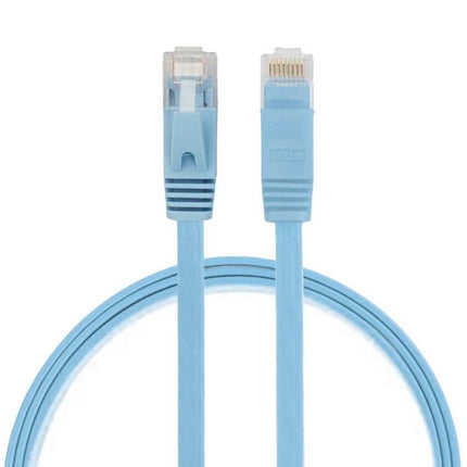 Flat CAT6 Ethernet Cable for Home Network Connections, 0.5m - light blue flat copper cable for tidy under-carpet or along-wall device connections up to 1000Mbps
