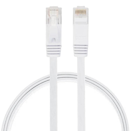 Flat CAT6 Ethernet Cable for Home Network Connections, 0.5m - white flat copper cable with RJ45 connectors for tight spaces and under-carpet routing