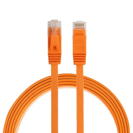 1 Meter CAT6 Flat Ethernet Cable for Network Connections - orange flat CAT6 cable with RJ45 connectors ideal for tight spaces and home or office networking