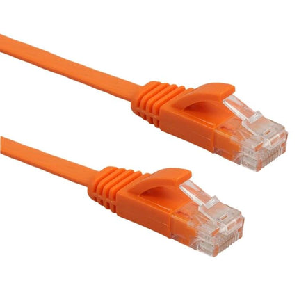 1 Meter CAT6 Flat Ethernet Cable for Network Connections - orange flat CAT6 cable with RJ45 connectors for tight spaces and home/office networking