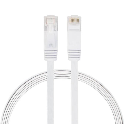 1 Meter CAT6 Flat Ethernet Cable for Network Connections - white flat cable with RJ45 connectors, copper wiring, 1000Mbps for tight spaces
