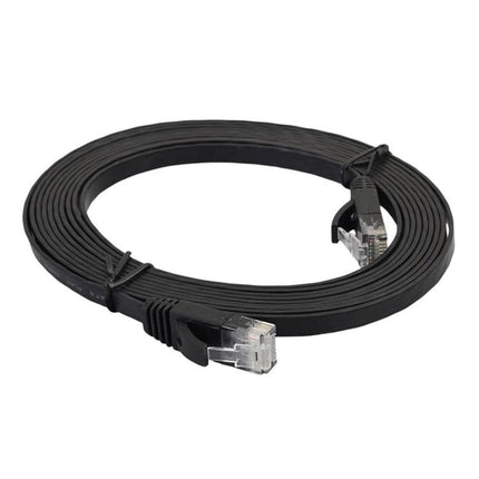 Flat 1.8 Meter Ethernet Cable for Home Networking - black low-profile flat cable with RJ45 connectors ideal for tidy under-carpet or along-wall home network connections