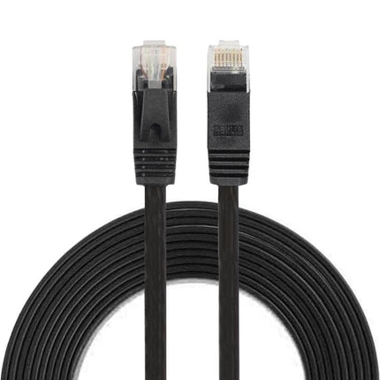 Flat Cat6 Ethernet Cable, 3 Meters, for Network Connections - black flat 3m cable for under-carpet and low-profile routing