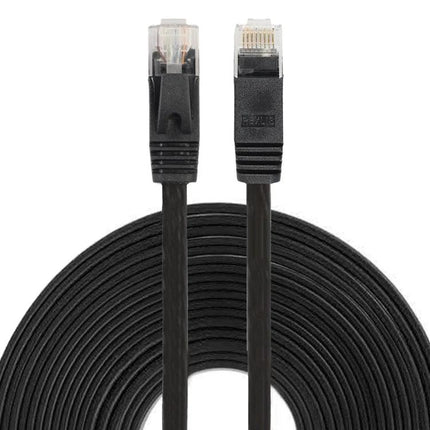 10 Meter CAT6 Ultra-Thin Flat Ethernet Cable for Networking black flat cable coiled with RJ45 connectors
